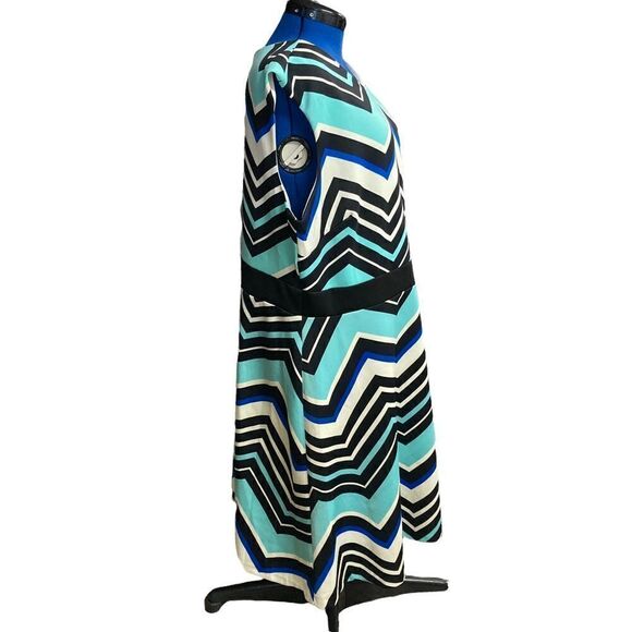 STUDIO ONE Women’s Geometric Design Dress Size 22W Blue Black & Ivory - Picture 3 of 12